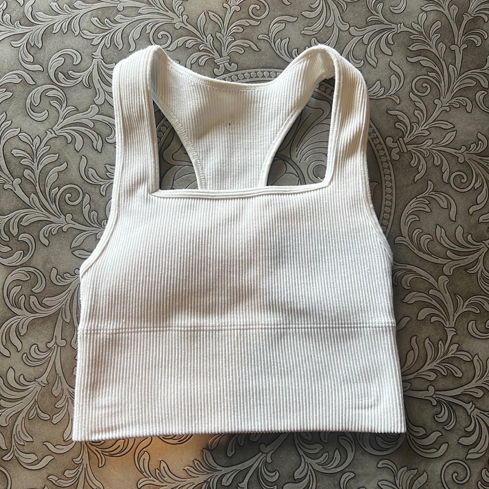 Gilly Hicks by Hollister White Ribbed Square Neck Crop Top Size XXS